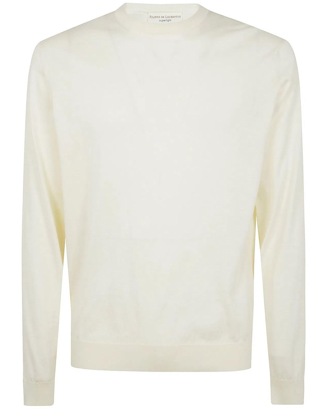 FILIPPO DE LAURENTIIS White Long Sleeves Round Neck Sweater for men