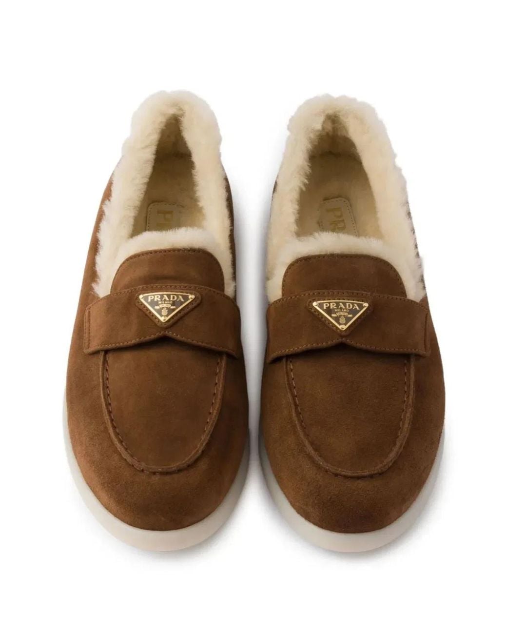 Prada Brown Suede Loafer Shoes