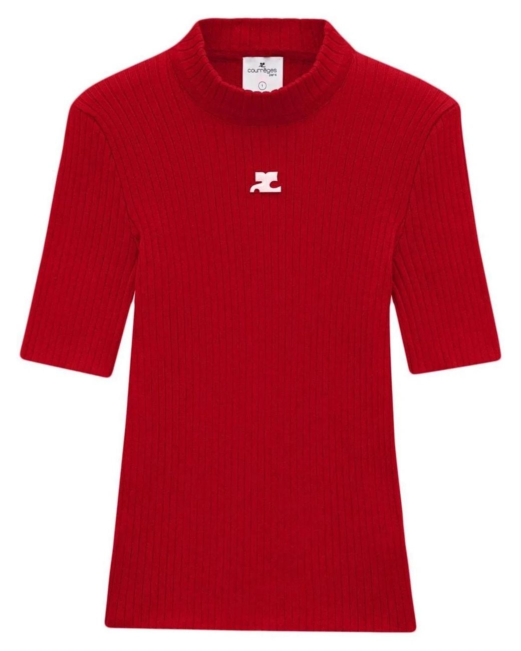 Courreges Red Courregès Cotton Blend Knit Top