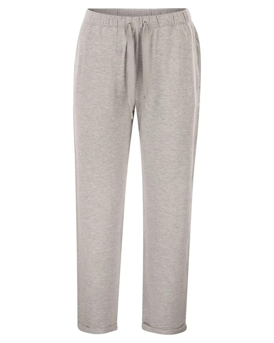 Majestic Gray Stretch Viscose Jogger Trousers With Drawstring Waist