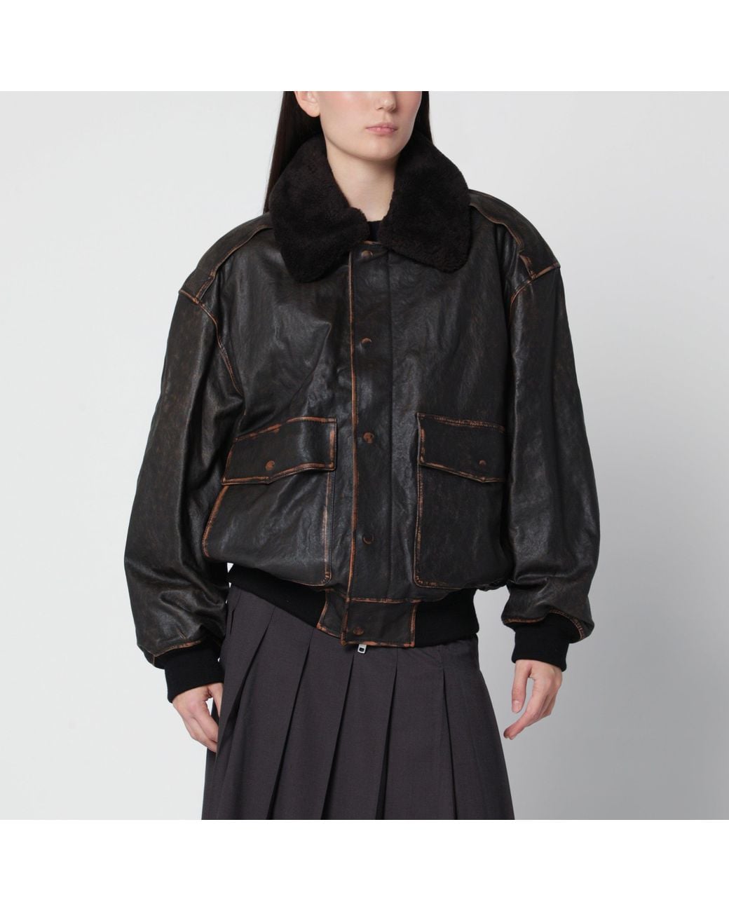 DUNST Black A-2 Brushed Lambskin Blouson