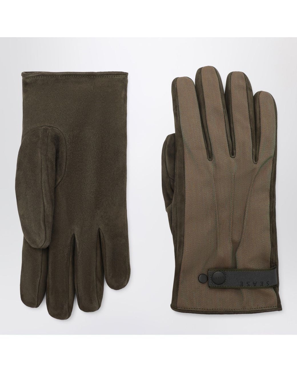 Sease Green Iridescent Polar Wool Blend Gloves for men