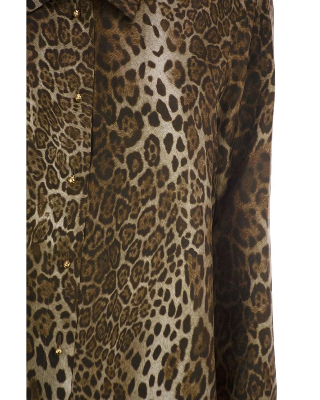 Max Mara Brown Mstaffari – Pure Silk Animal-Print Shirt