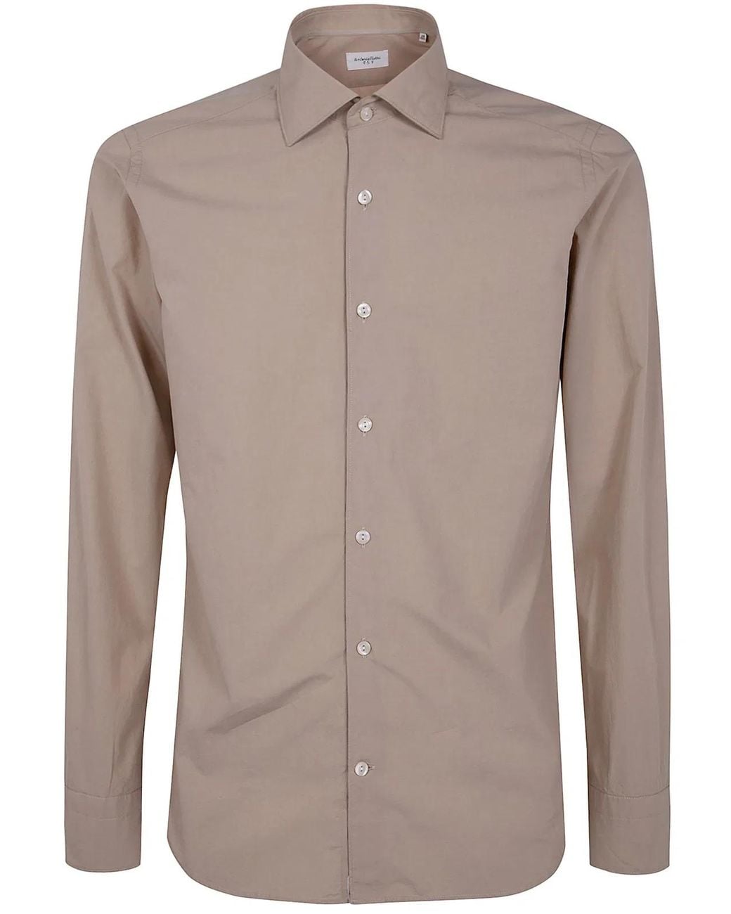 Tintoria Mattei 954 Brown Slim Poplin Shirt for men