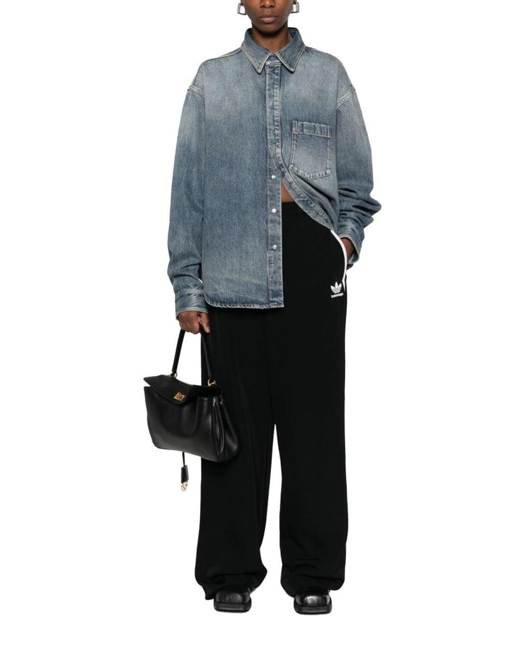 Balenciaga Blue Oversized Denim Button-Up Shirt