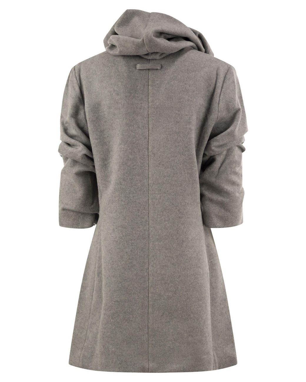 7 For All Mankind Gray Short Wool And Cashmere-Blend Hooded Dress