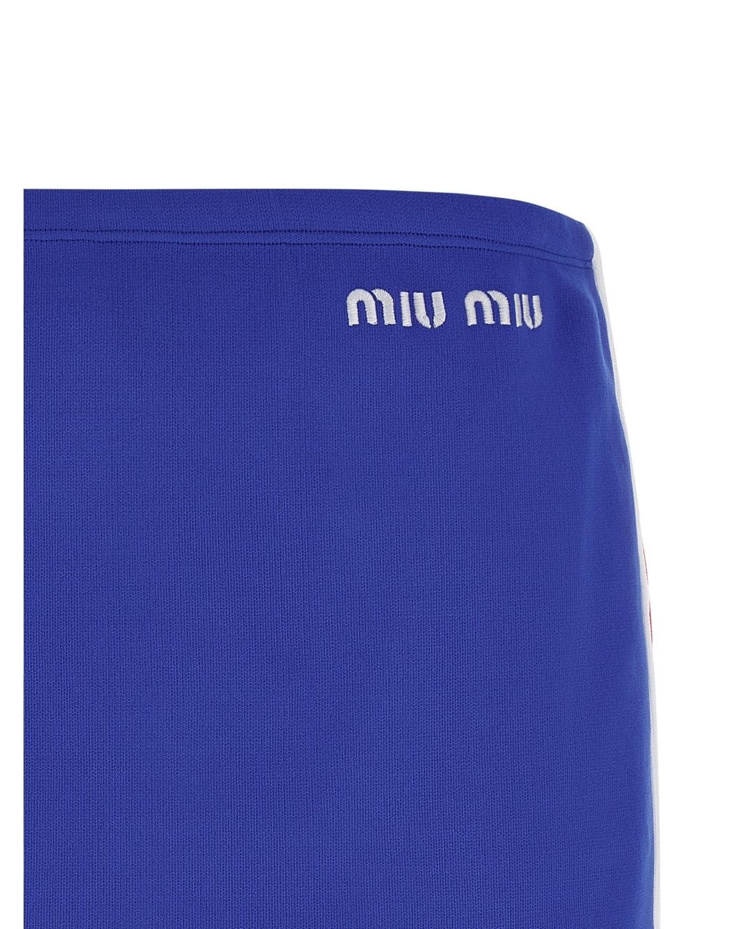 Miu Miu Blue Logo Embroidery Skirt