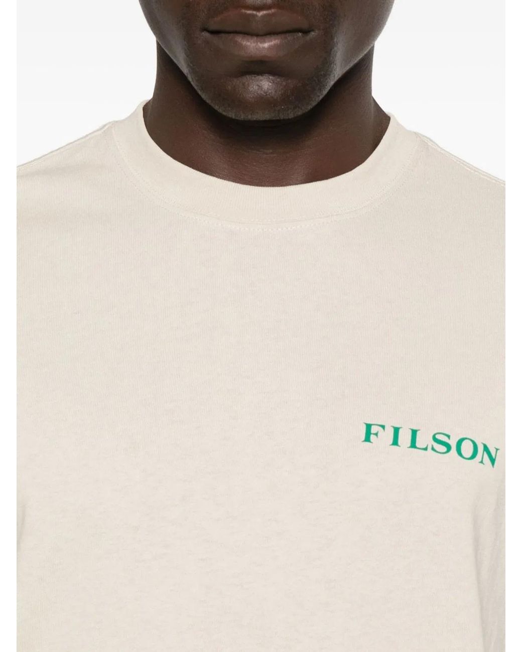Filson White Printed Cotton T-Shirt for men