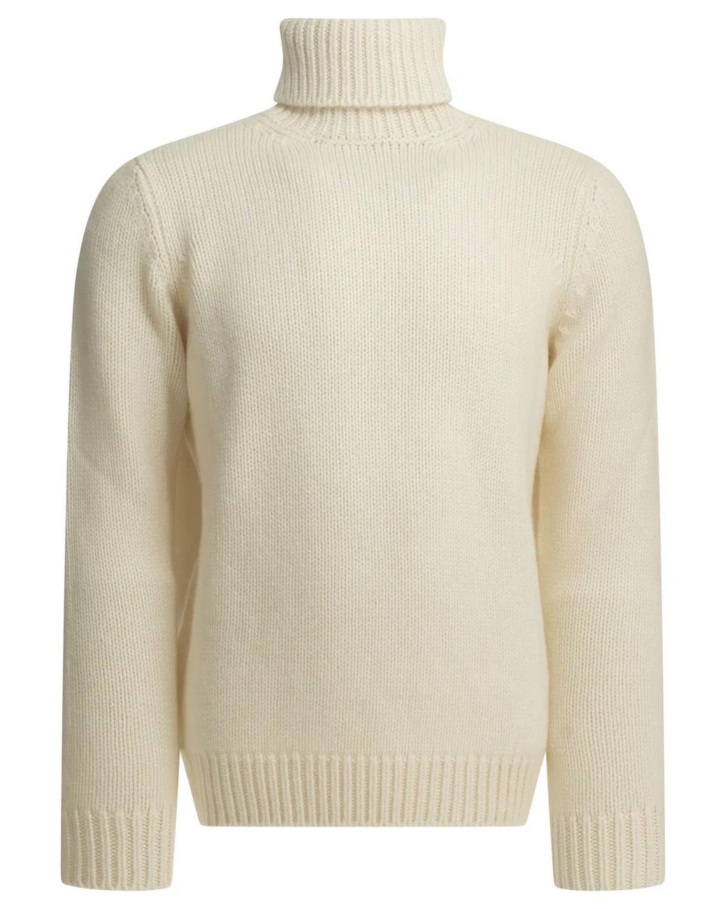 Altum White Cashmere Turtleneck Sweater for men