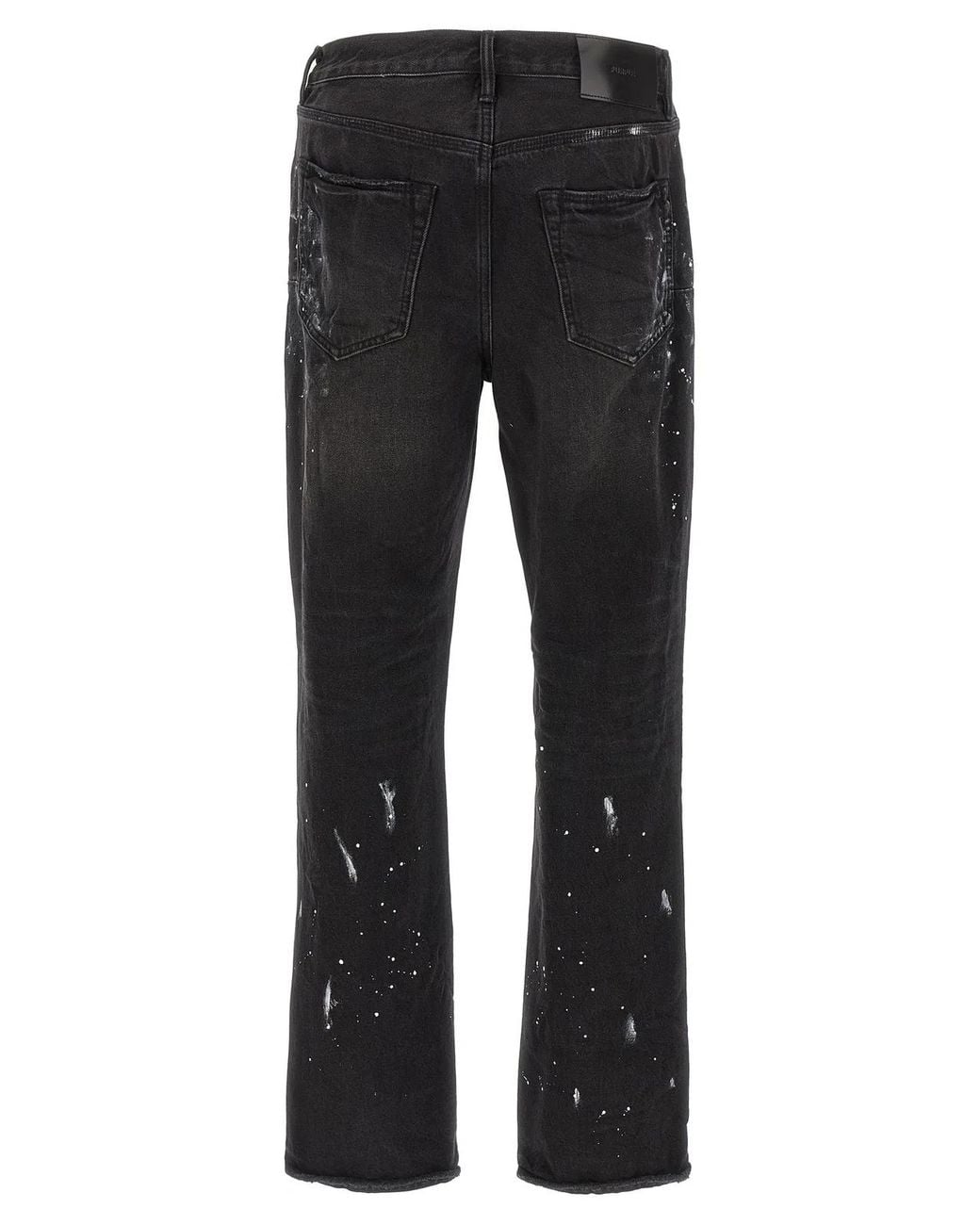 Purple Black 'P011 Knee Slit Paint' Jeans for men