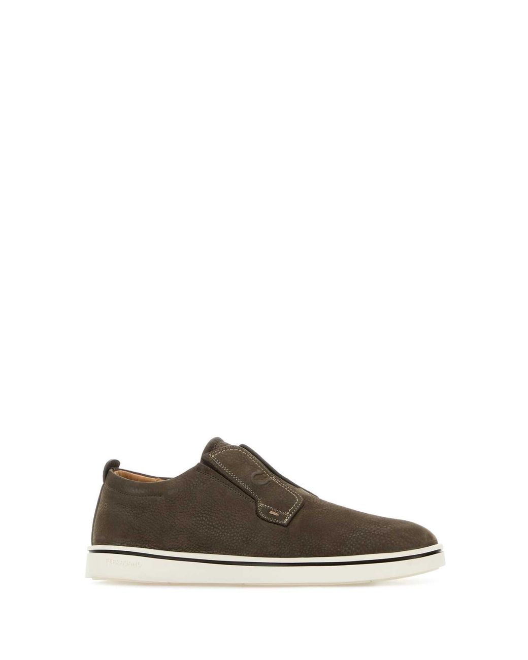 Ferragamo Brown Salvatore Mud Suede Alfie Slip Ons for men