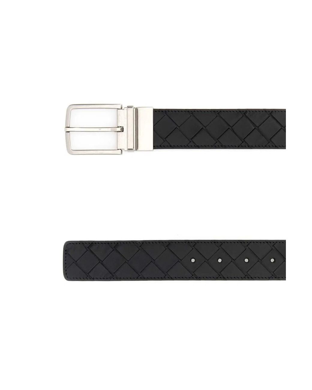 Bottega Veneta Black Classic Belt 3.5 Intreccio Reversibile for men
