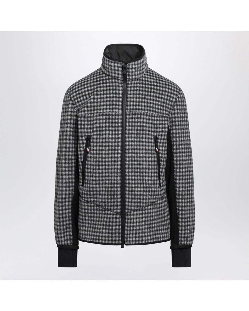 Moncler Black Gingham Zip-Up Fleece for men