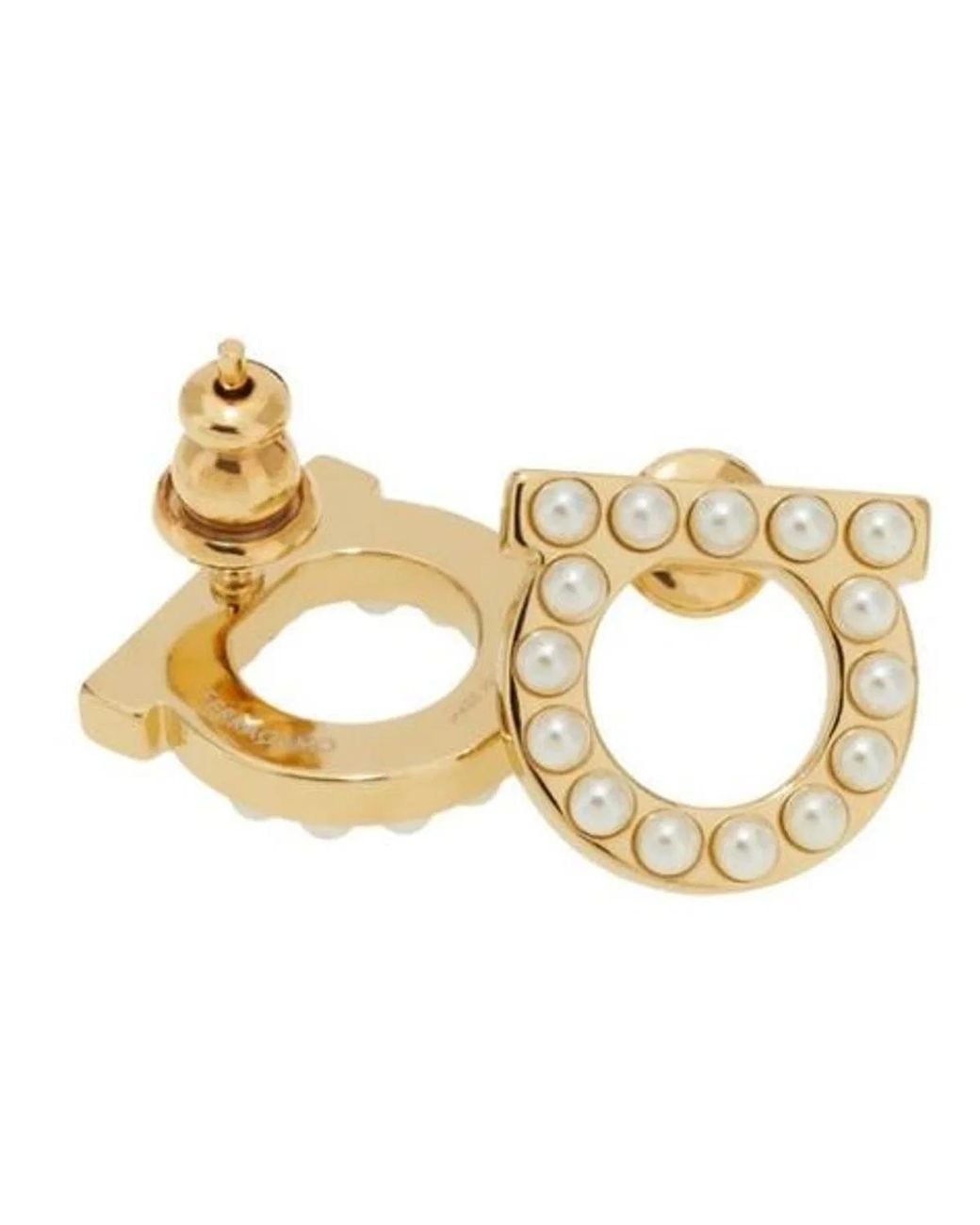 Ferragamo Black Tone Pearl Gancini Faux-Pearl Bijoux