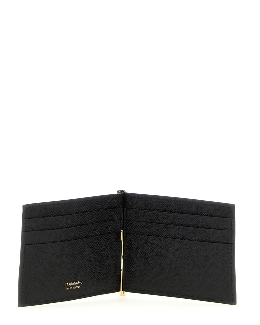 Ferragamo Black Gancini Wallet With Clip for men