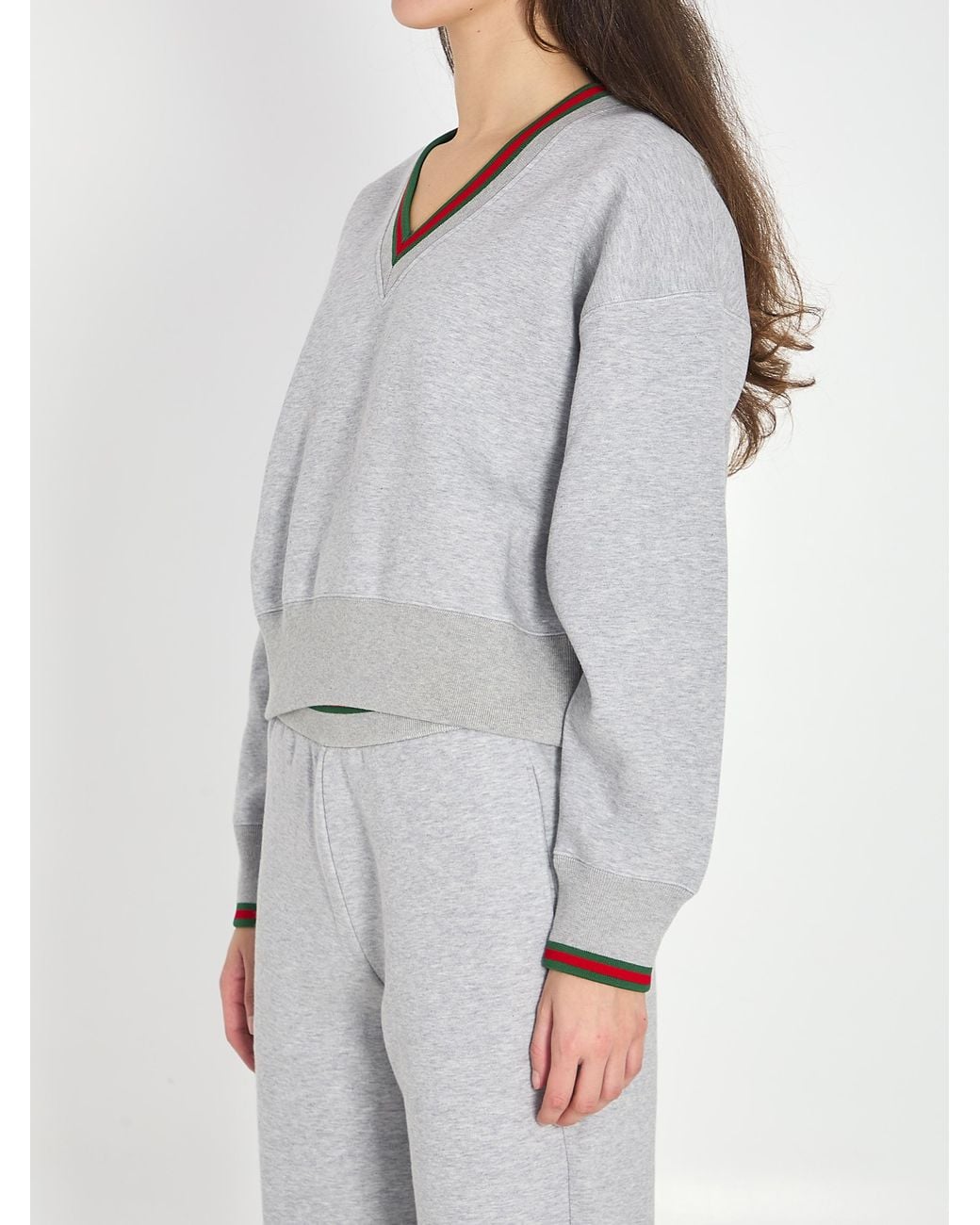 Gucci Gray Web Cotton Jersey Sweatshirt