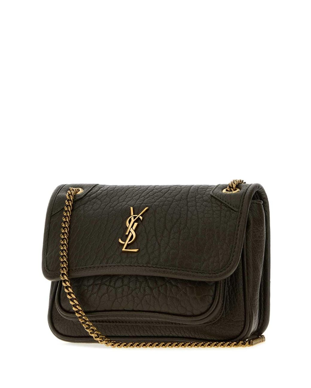 Saint Laurent Black Dark Leather Mini Niki Crossbody Bag