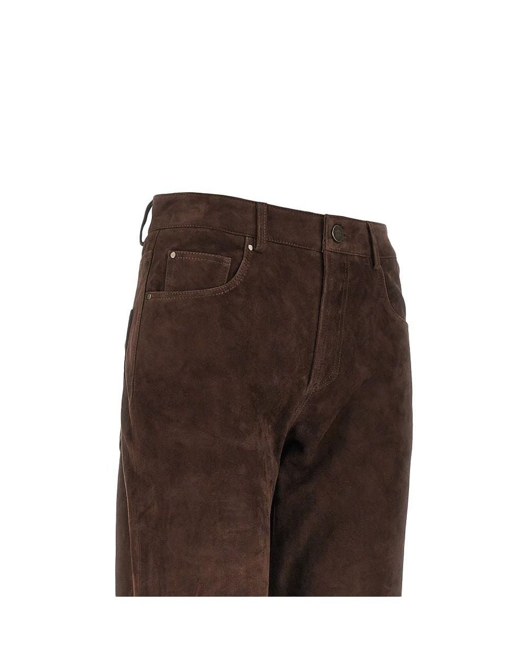 Arma Brown Jean Suede Leather Pants
