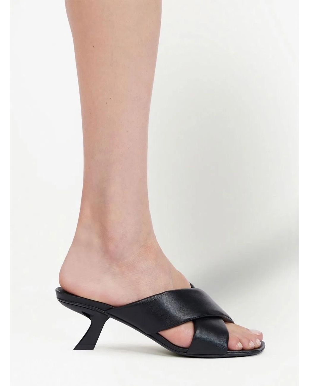 Ferragamo Black Elegant Slip-On Heels With Crossover Design