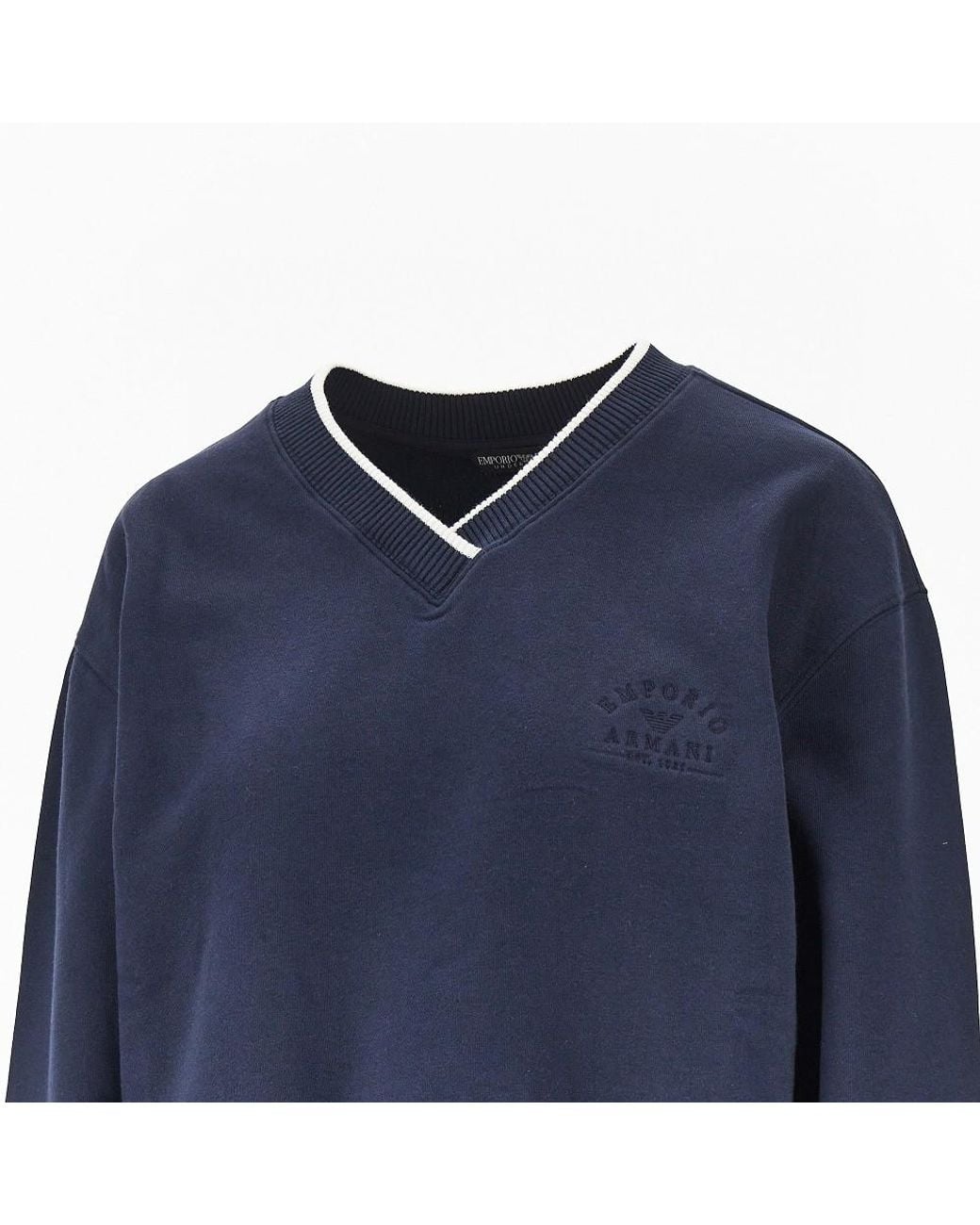 EA BODYWEAR Blue V-Neck Sweatshirt