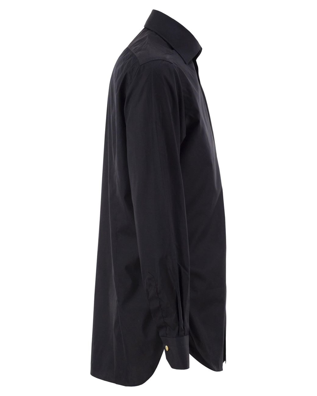 Kiton Black Pure Cotton Shirt With Spread Collar for men