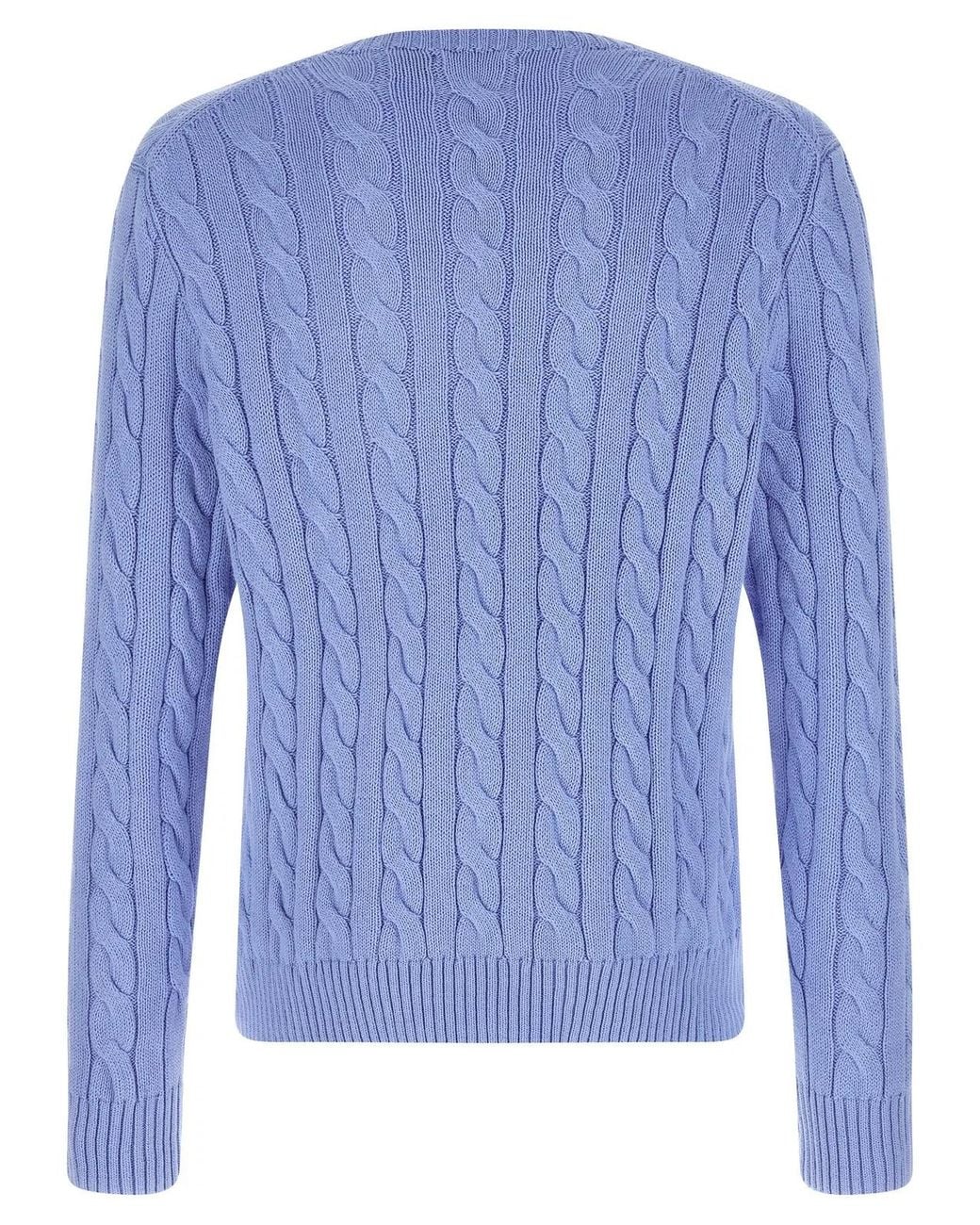 Polo Ralph Lauren Blue Cotton Braided Sweater for men