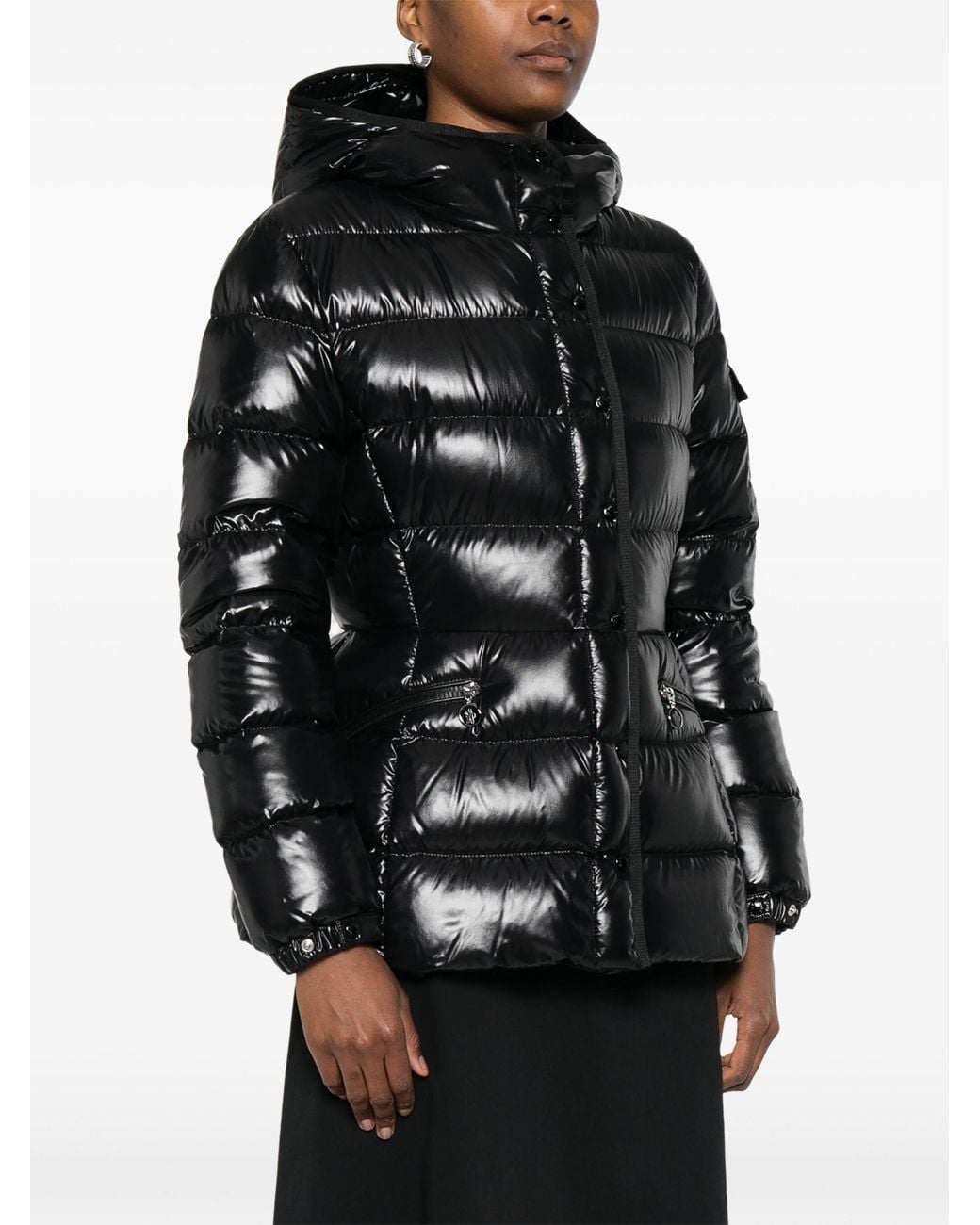 Moncler Black Logo-Patch Padded Jacket