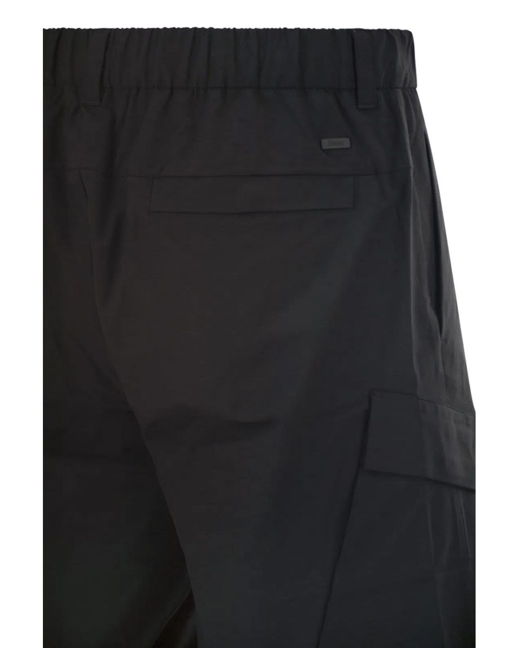 Herno Black Technical Fabric Cargo Bermuda Shorts for men