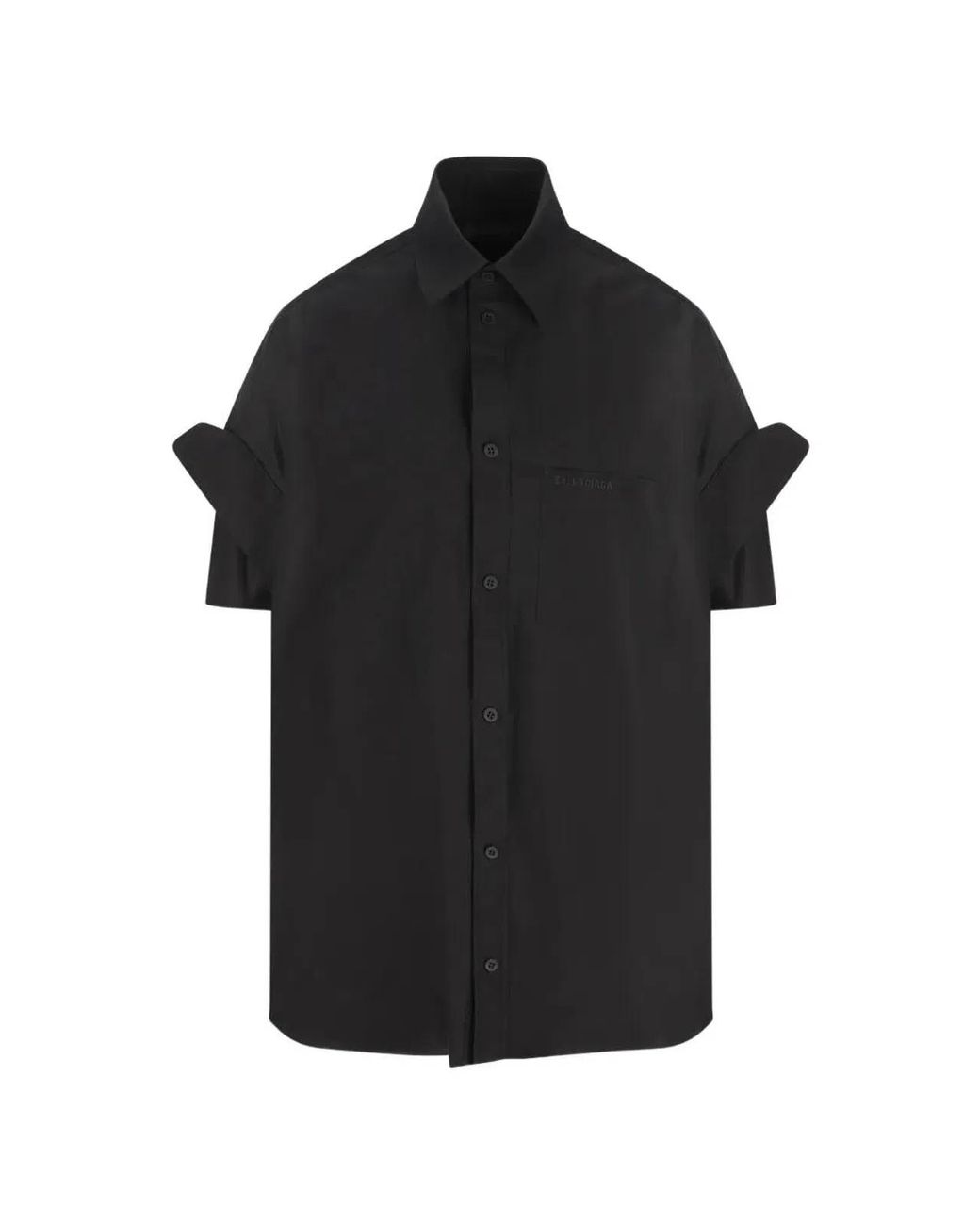 Balenciaga Black Embroidered Shirt With Button-Up Front