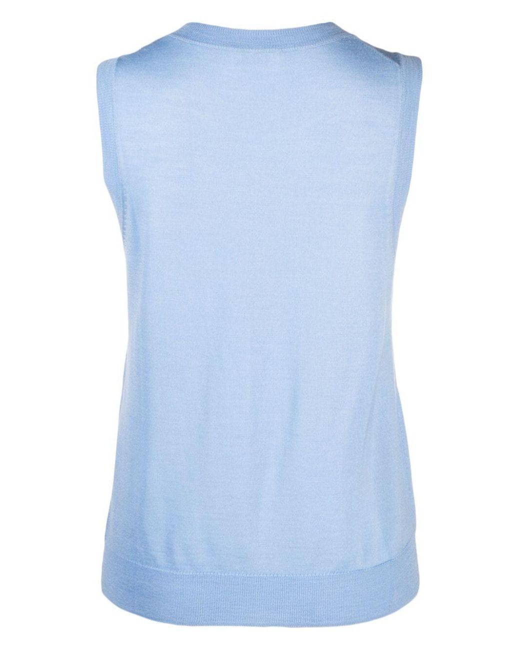P.A.R.O.S.H. Blue Sleeveless Crew Neck Sweater