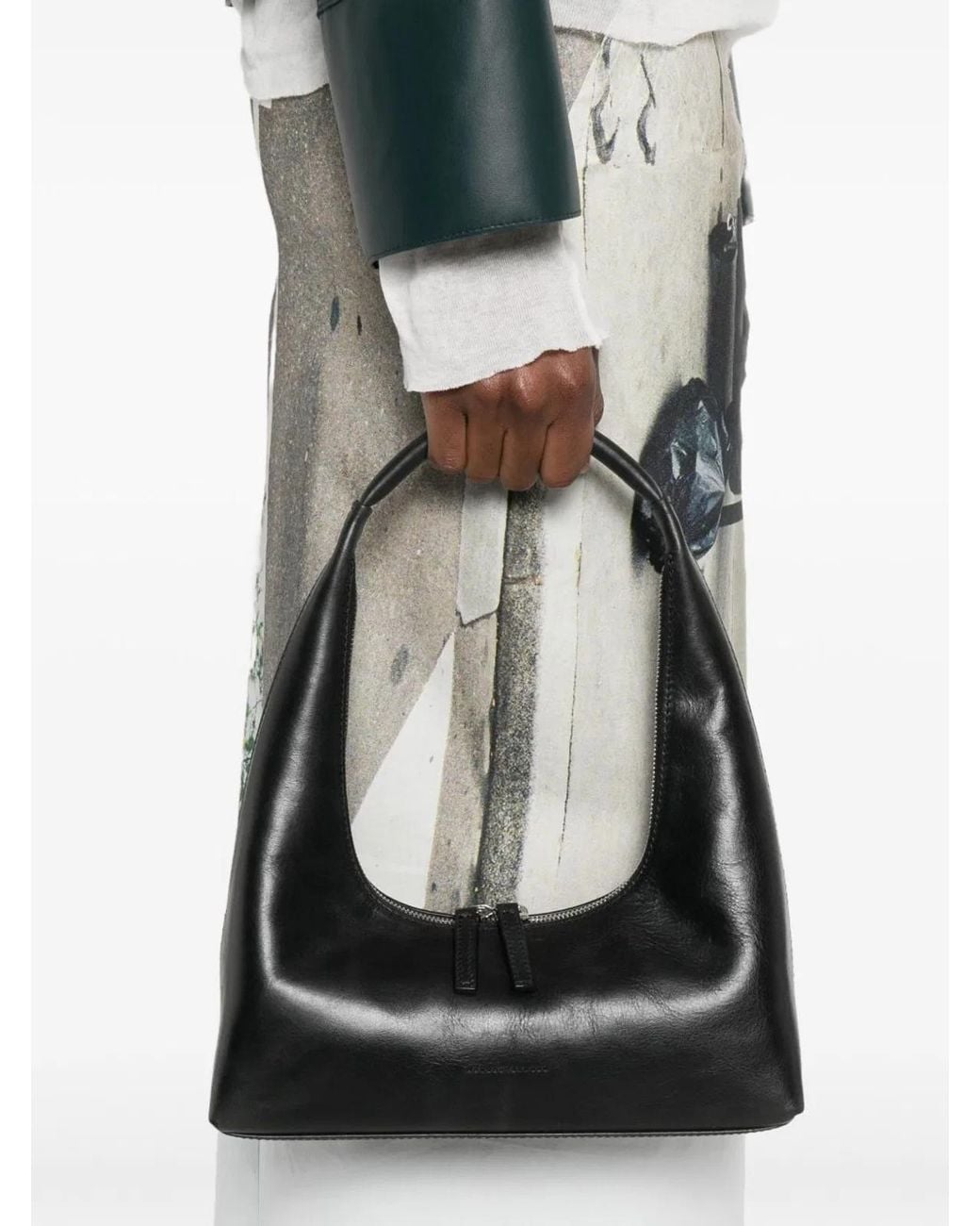 MARGE SHERWOOD Black Leather Hobo Bag