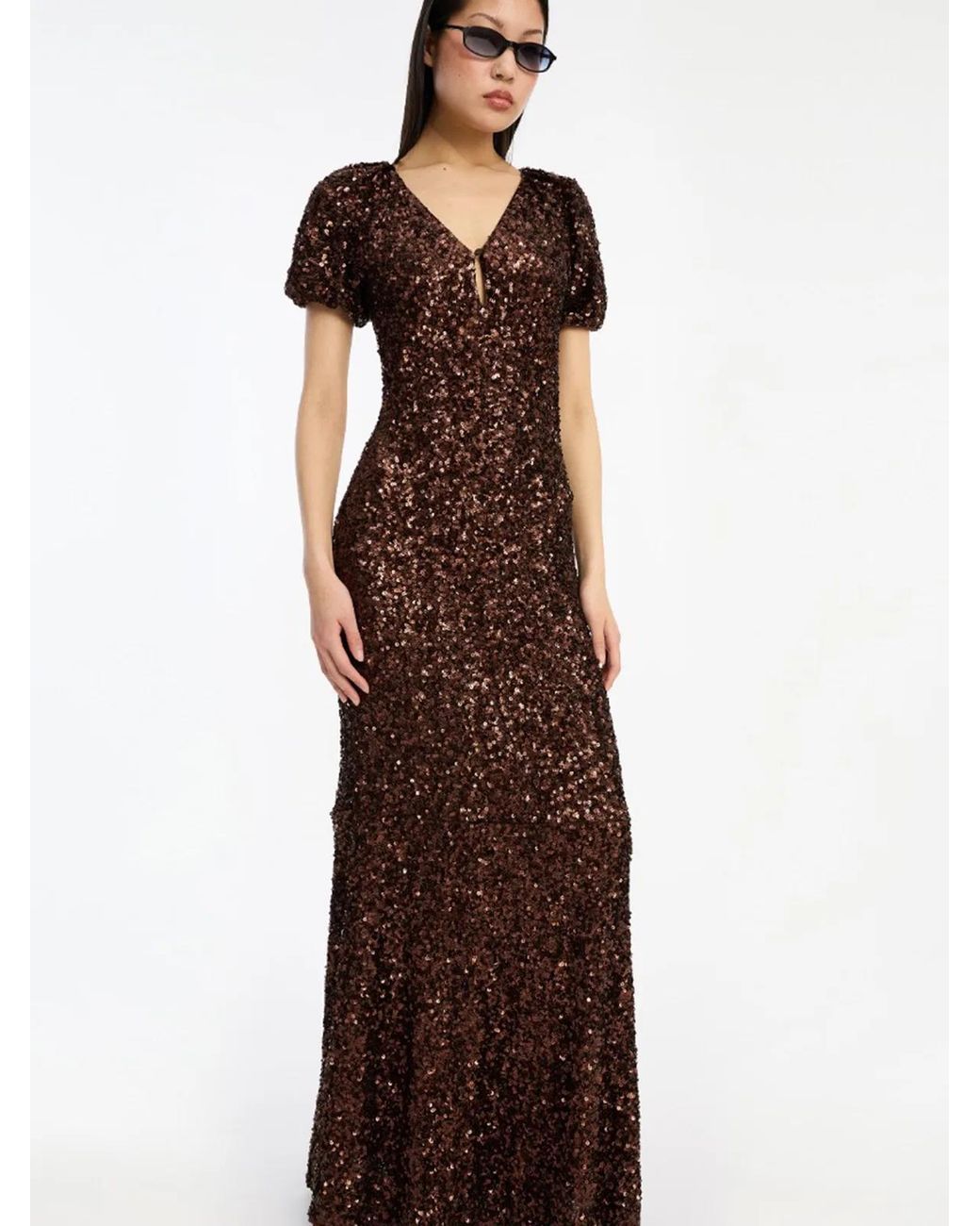 ROTATE BIRGER CHRISTENSEN Brown 99% Polyester, 1% Elastane