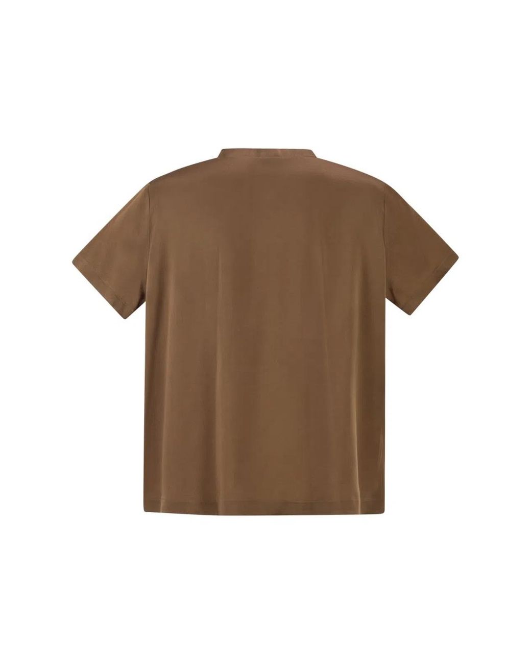 Fabiana Filippi Brown V-Neck Satin Top With Elegant Pocket