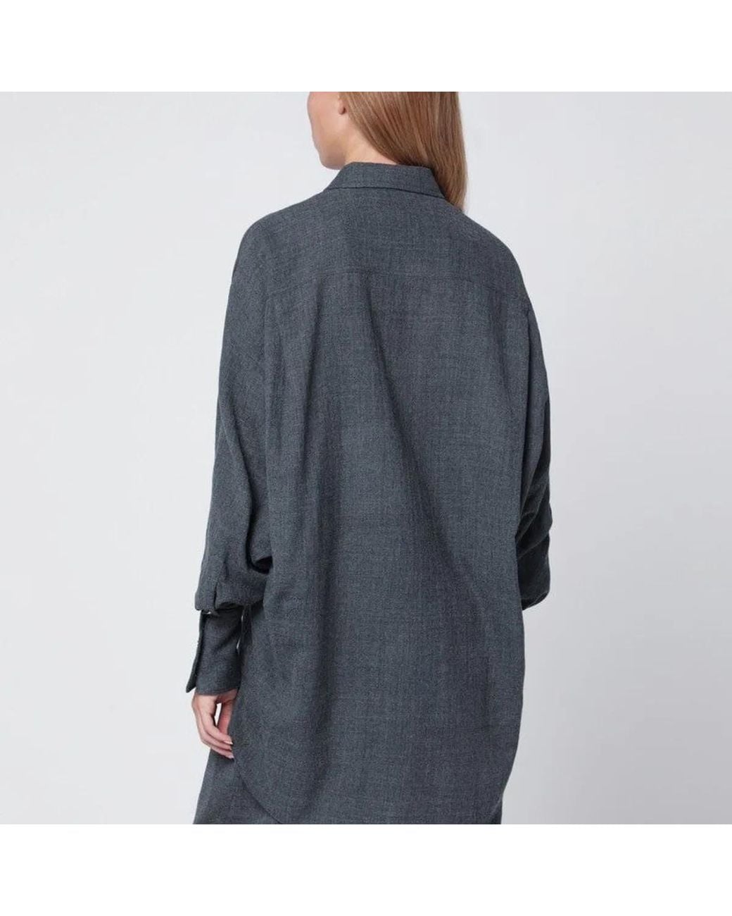 DARKPARK Blue Georgia Shirt With Removable Wool Scarf