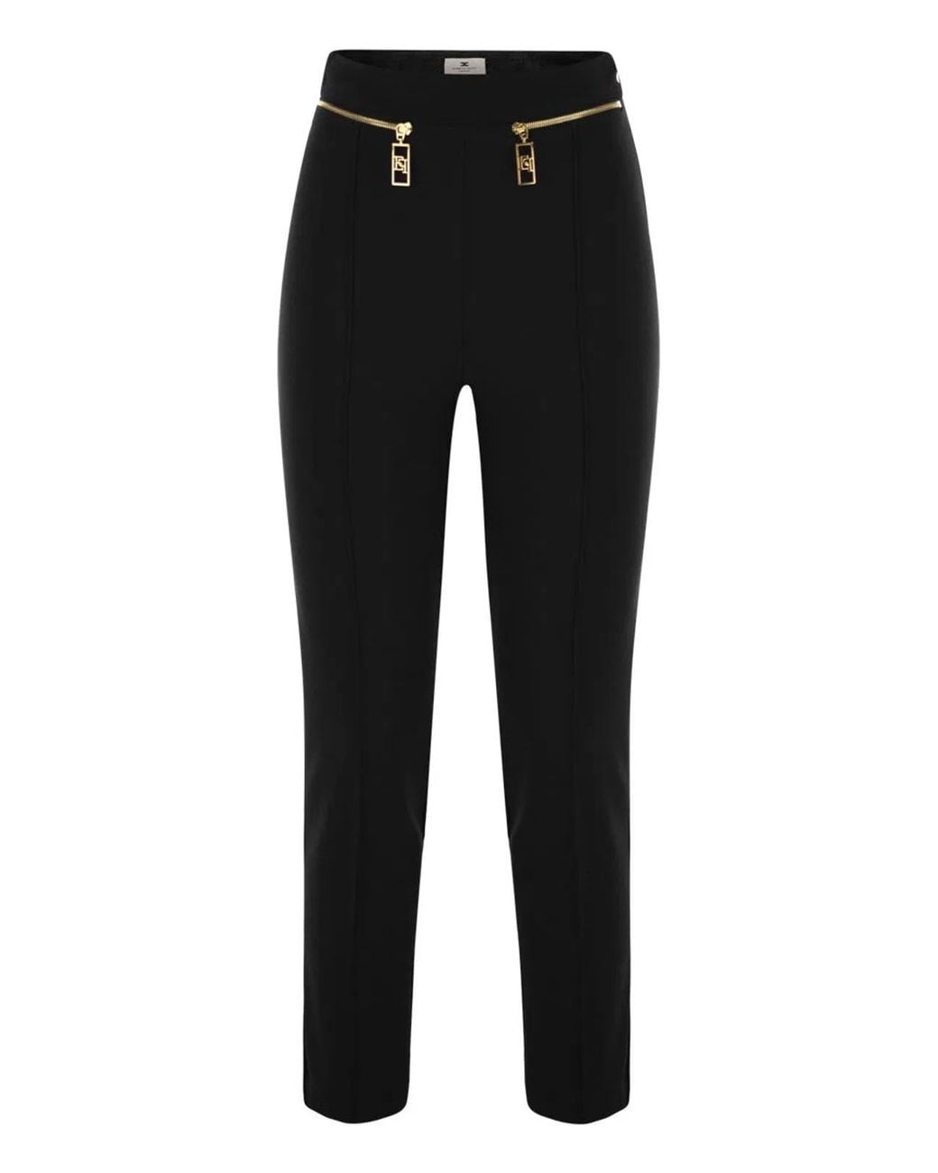 Elisabetta Franchi Black Slim Pants With Belt