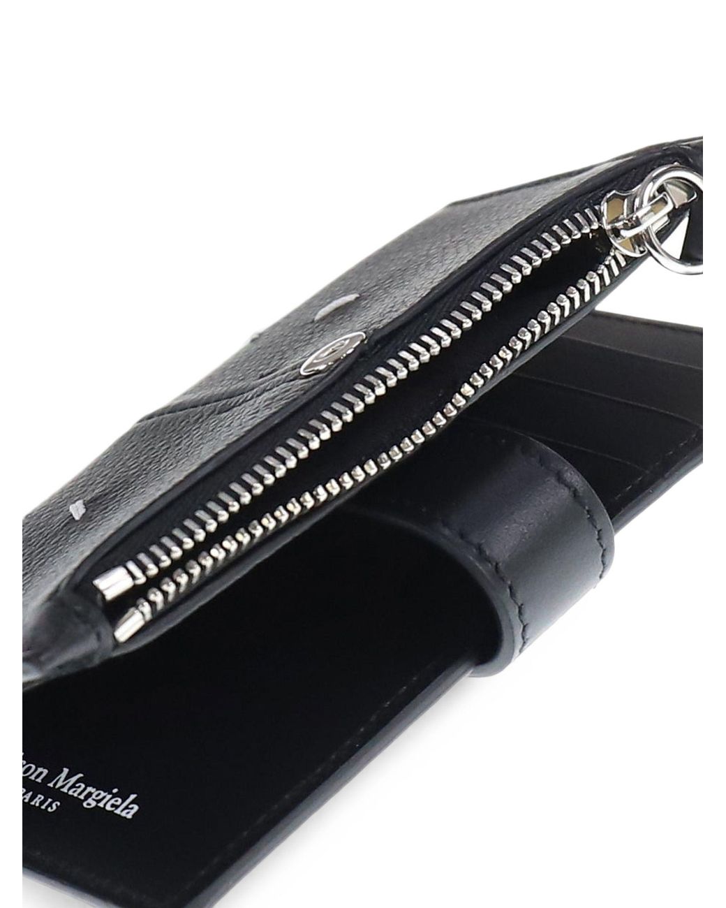 Maison Margiela Black Leather Zip Cardholder for men