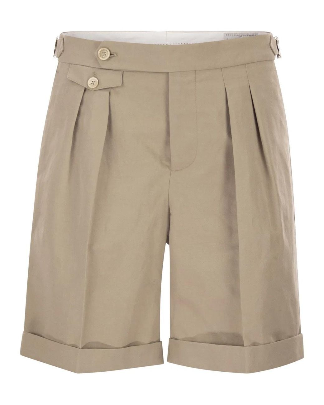 Brunello Cucinelli Natural Cotton And Linen Panama Bermuda Shorts for men
