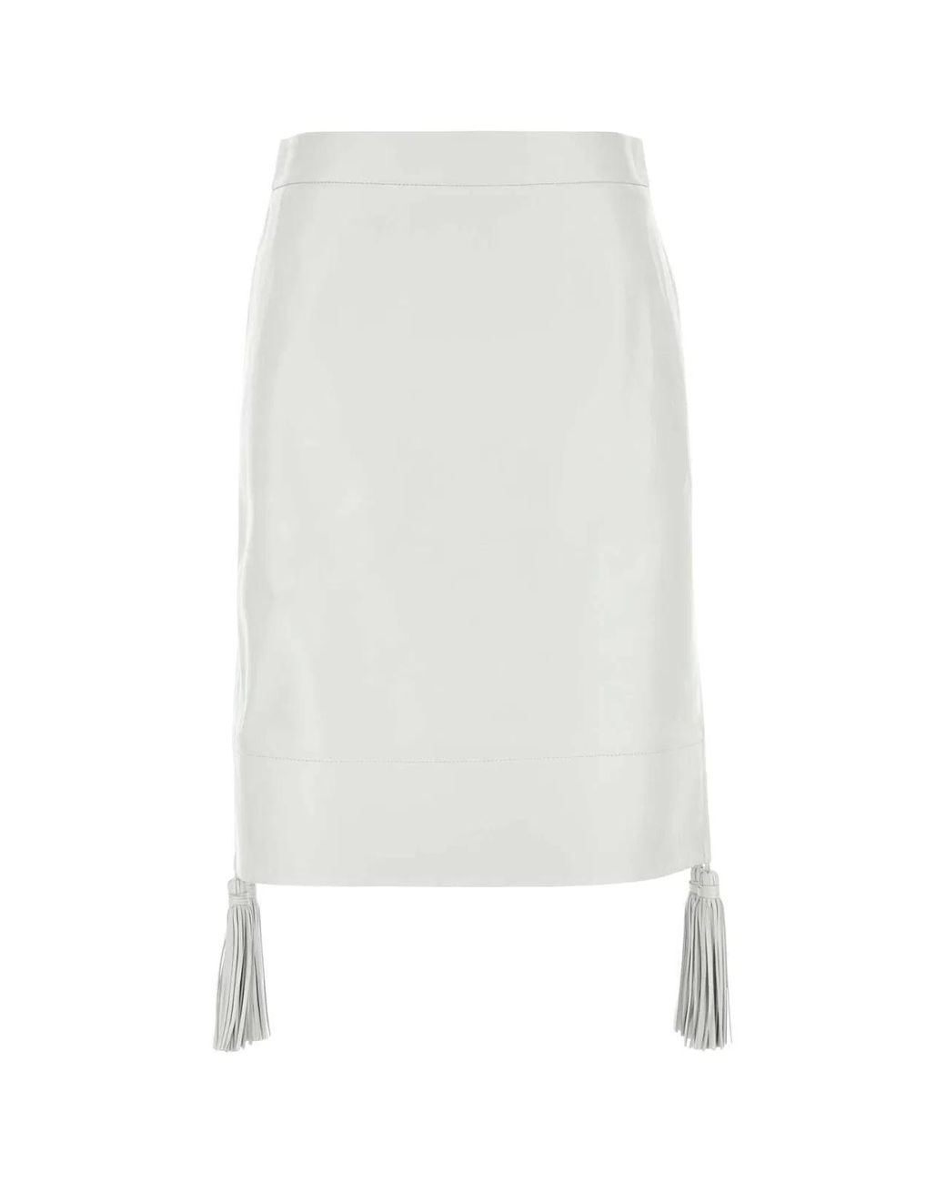 Bottega Veneta White Leather Skirt Sheepskin