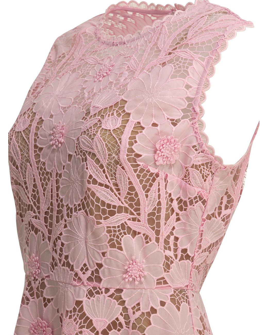 Self-Portrait Pink Short Lace Dress