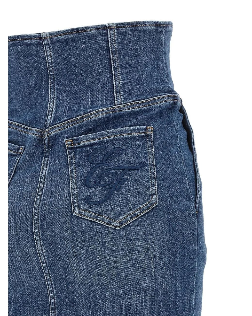 Elisabetta Franchi Blue Denim Skirt