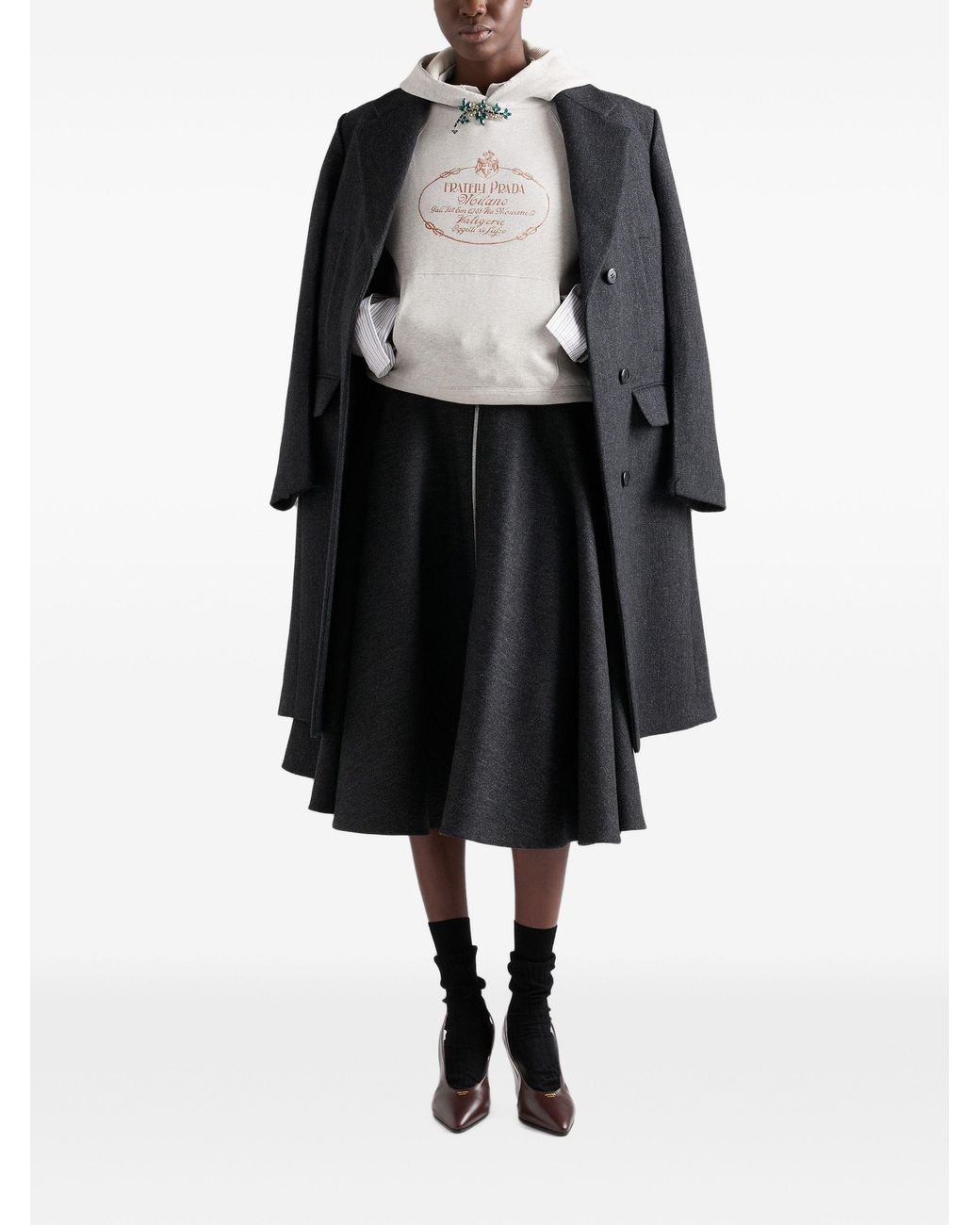 Prada Blue Single-Breasted Double Wool Coat
