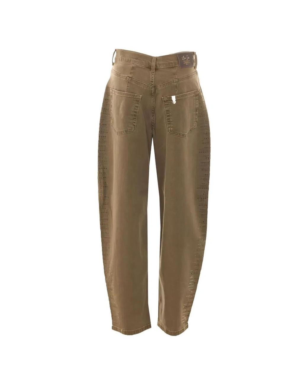 Liu Jo Natural Rhinestone Barrel-Leg Trousers