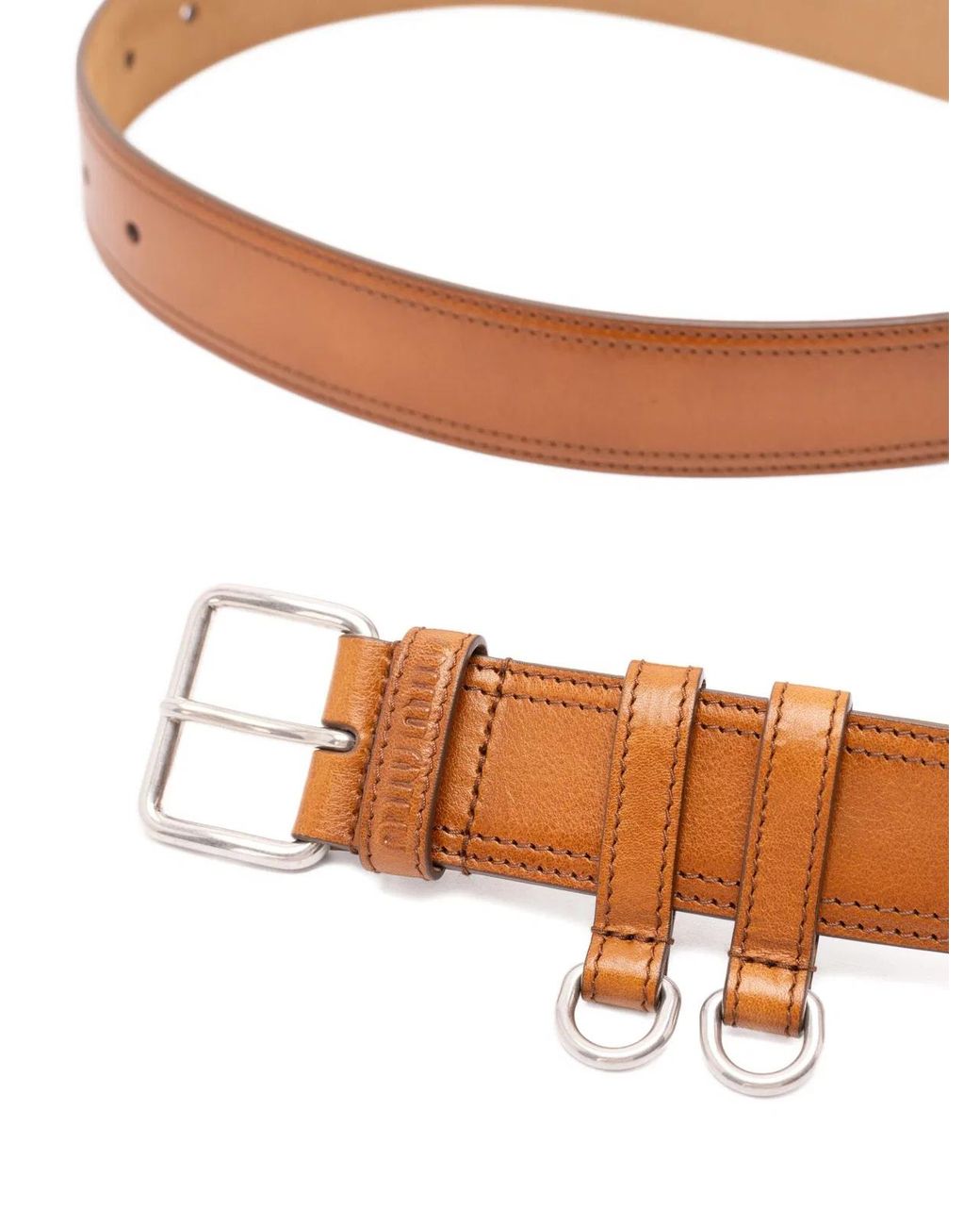 Miu Miu Brown Logo-Embossed Leather Belt