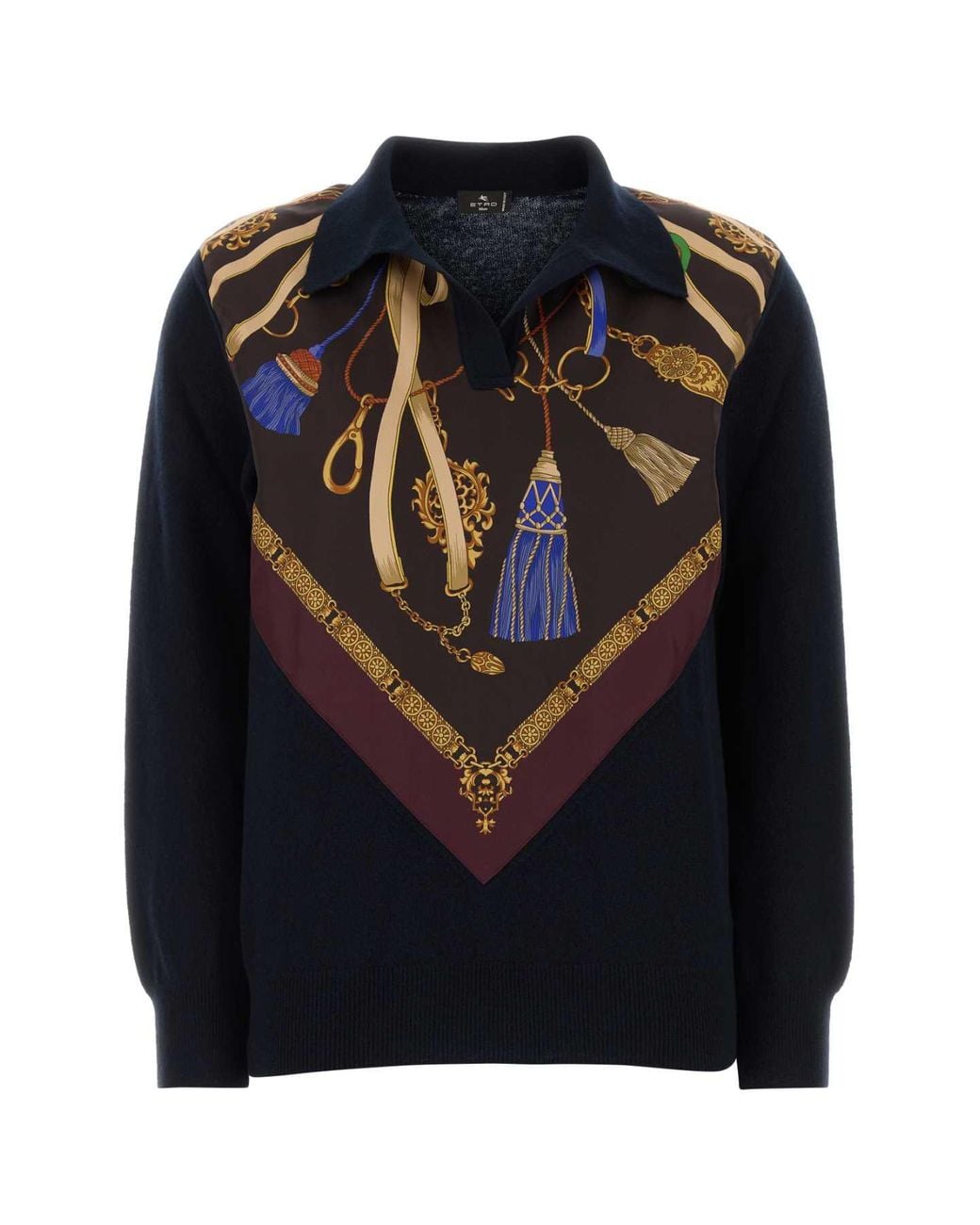 Etro Black Midnight Wool-Blend Polo Shirt