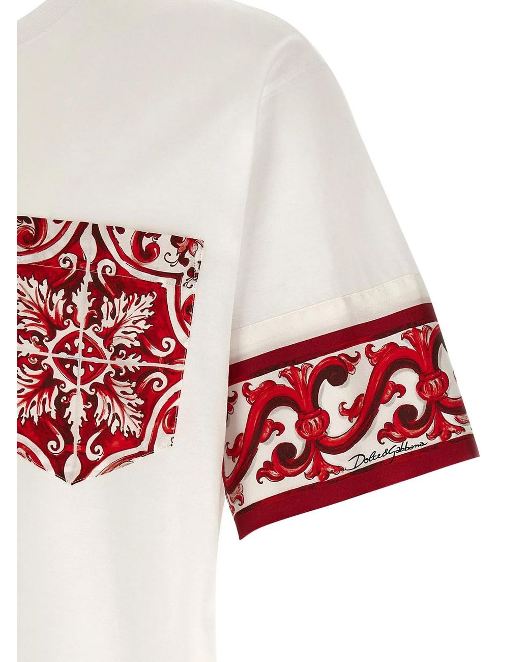 Dolce & Gabbana White Dolce & Gabbana 'Maiolica' T-Shirt for men