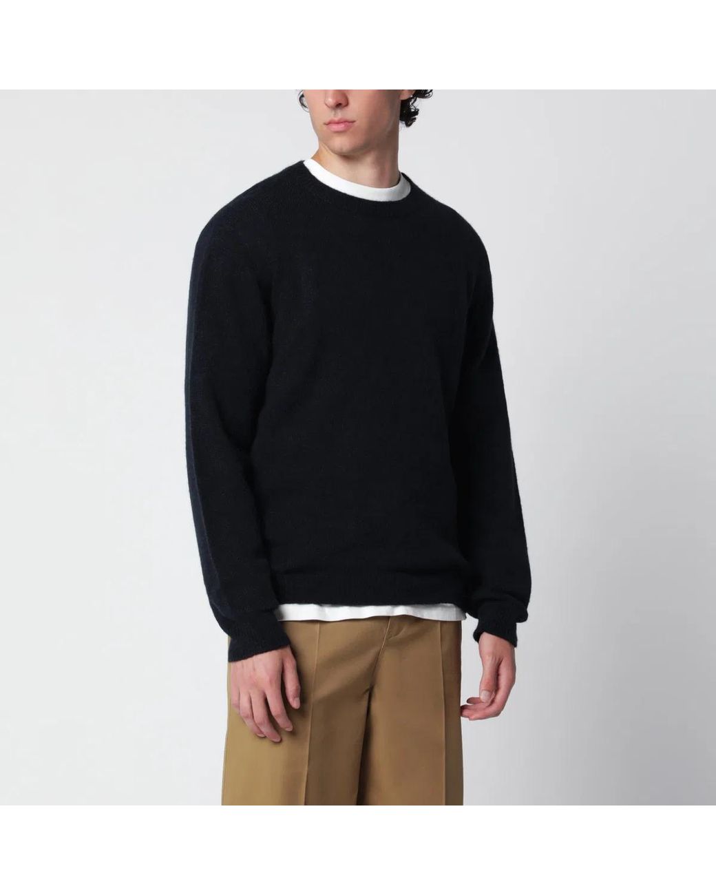 Roberto Collina Black Wool-Blend Sweater for men