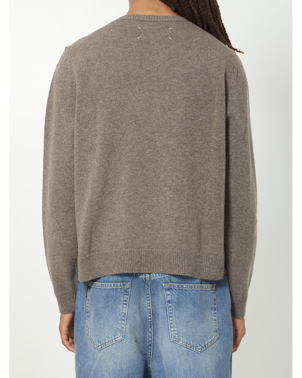 Maison Margiela Gray Crew Neck Sweater for men