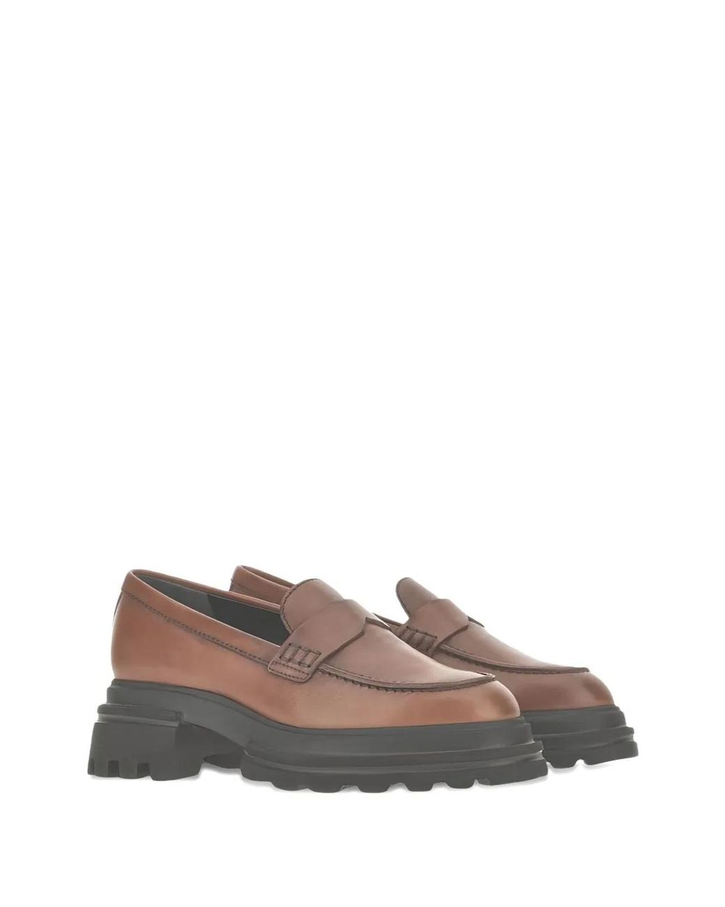 Hogan Black Leather Rubber Flat Shoes