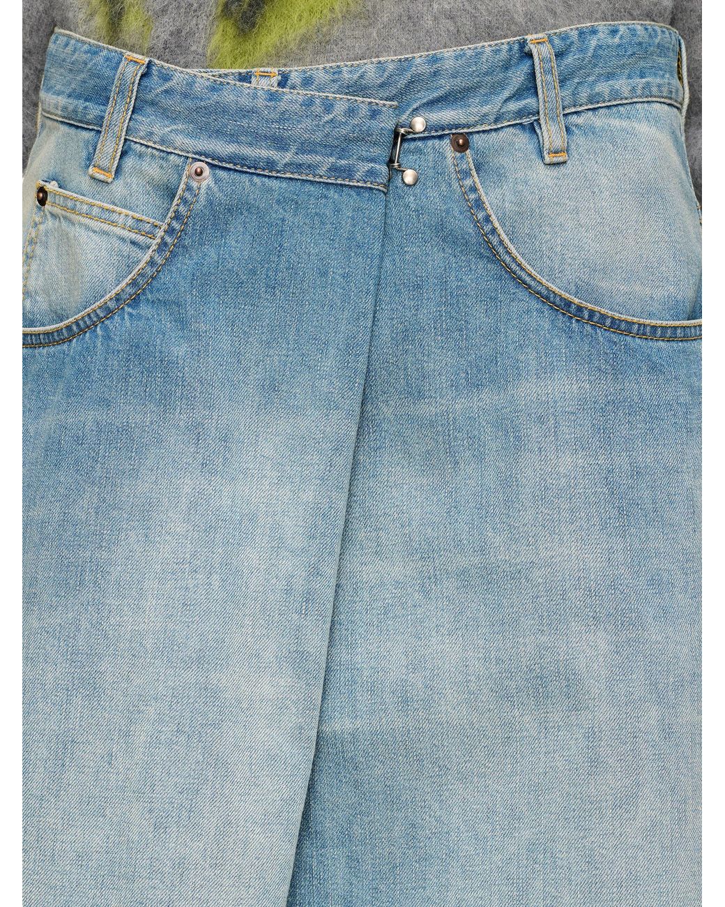 Maison Margiela Blue Wrap-Design Denim Midi Skirt