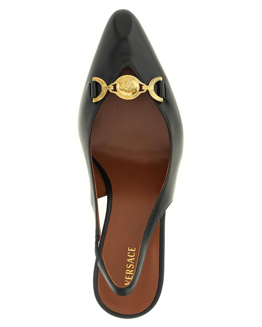 Versace Black 'La Medusa' Leather Slingbacks